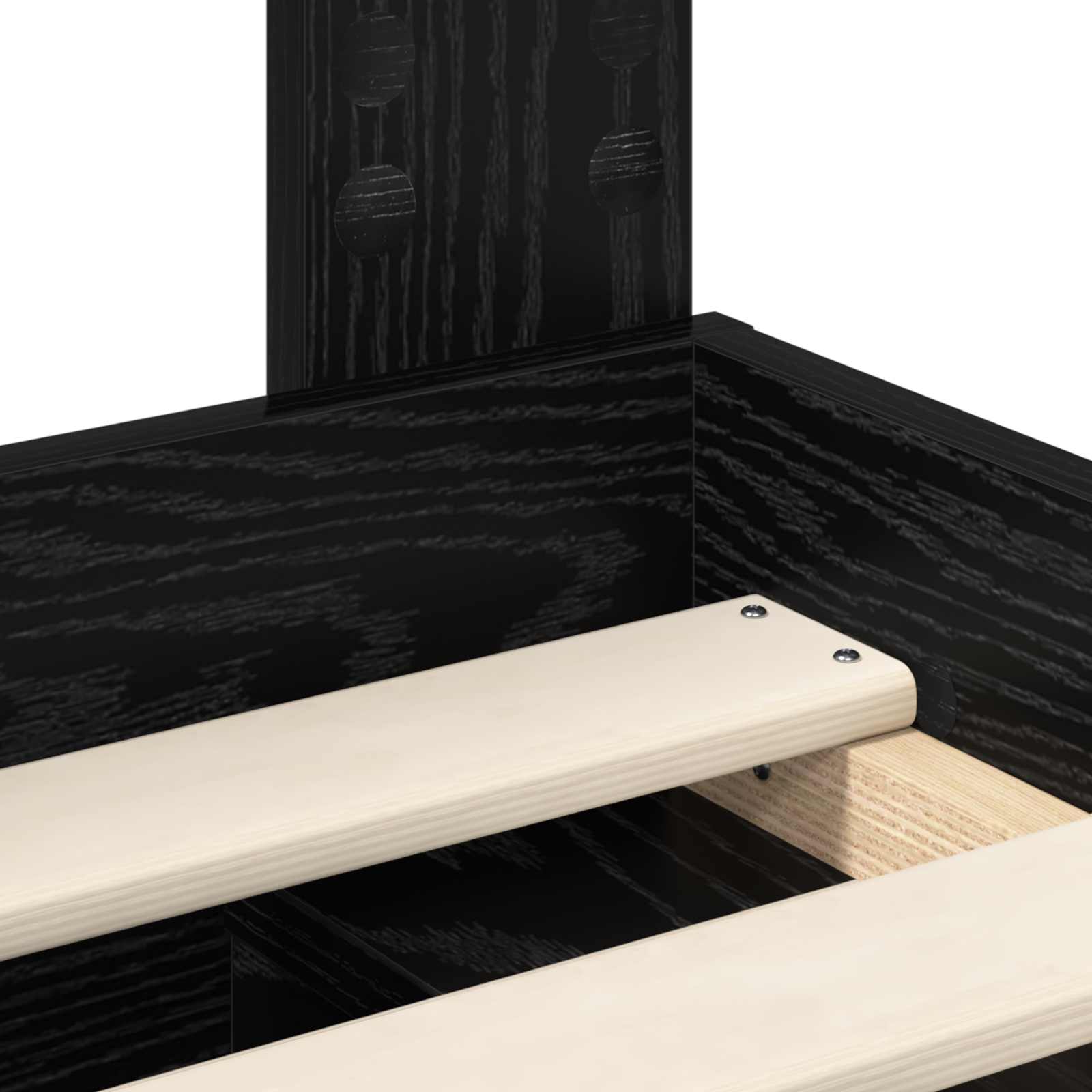 Bettrahmen Schwarz 90 x 200 cm Massives Kiefernholz