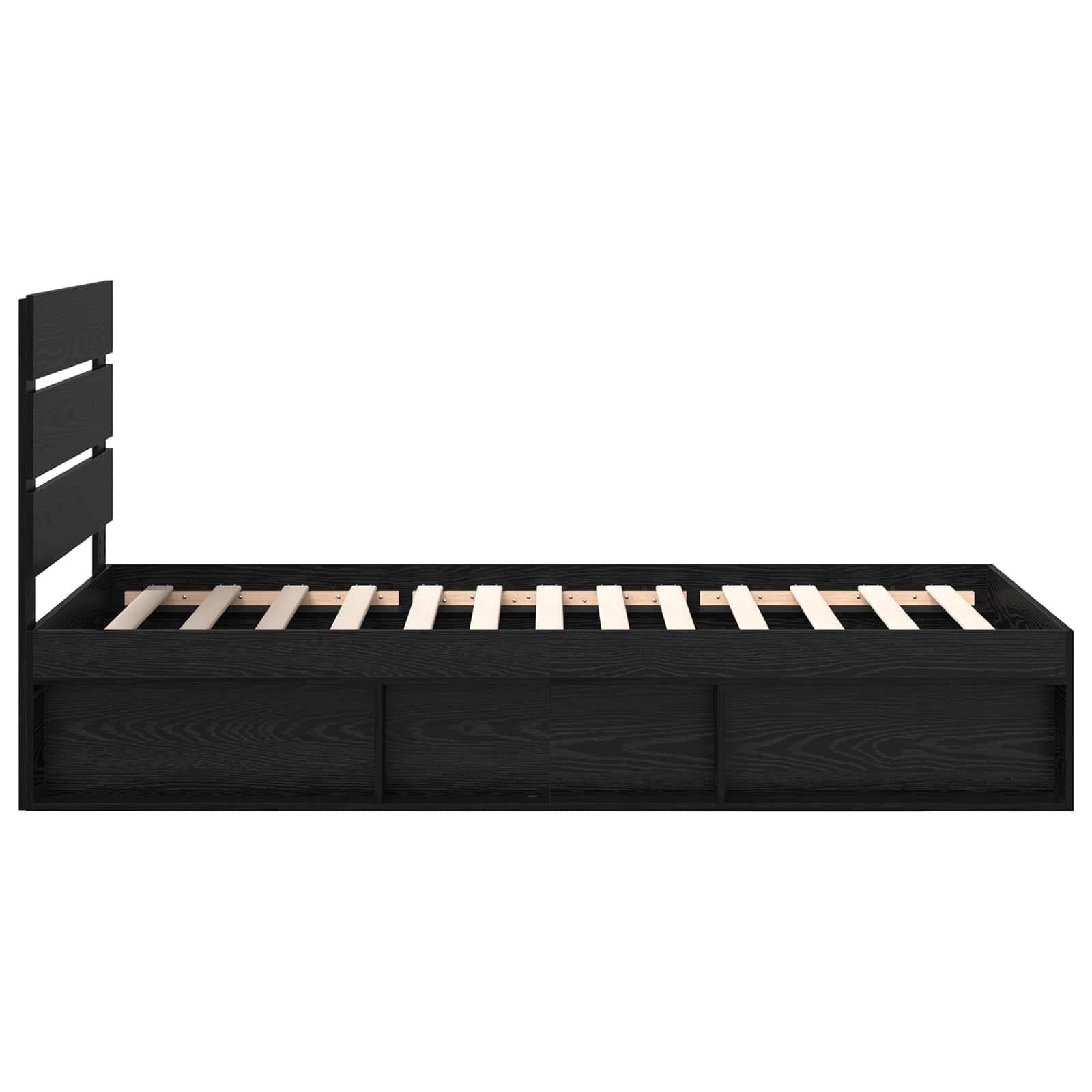 Bettrahmen Schwarz 90 x 190 cm Massives Kiefernholz