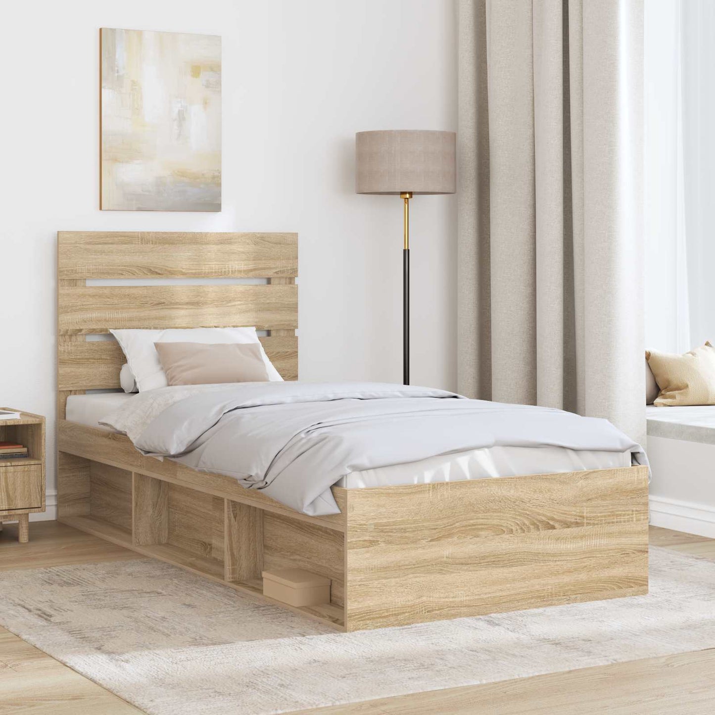 Bettrahmen Sonoma-Eiche 75 x 190 cm Massives Kiefernholz