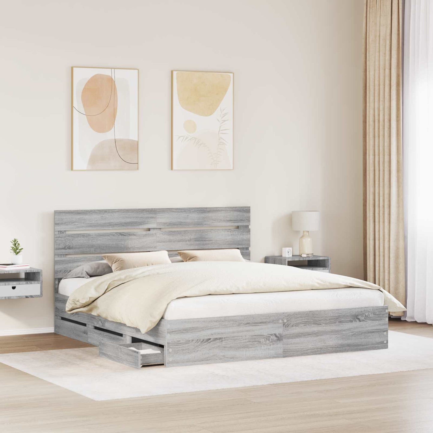Bettrahmen Graues Sonoma 180 x 200 cm Ingenieurs Holz