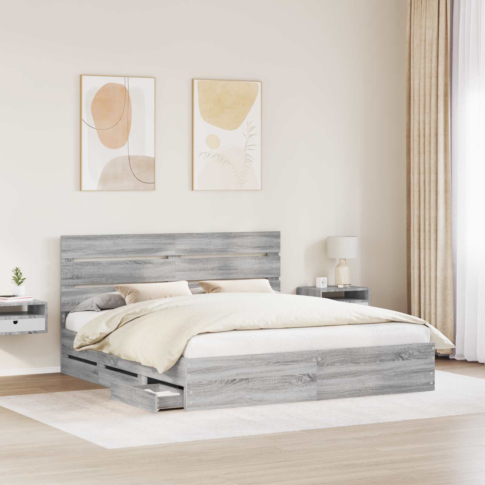 Bettrahmen Graues Sonoma 180 x 200 cm Ingenieurs Holz