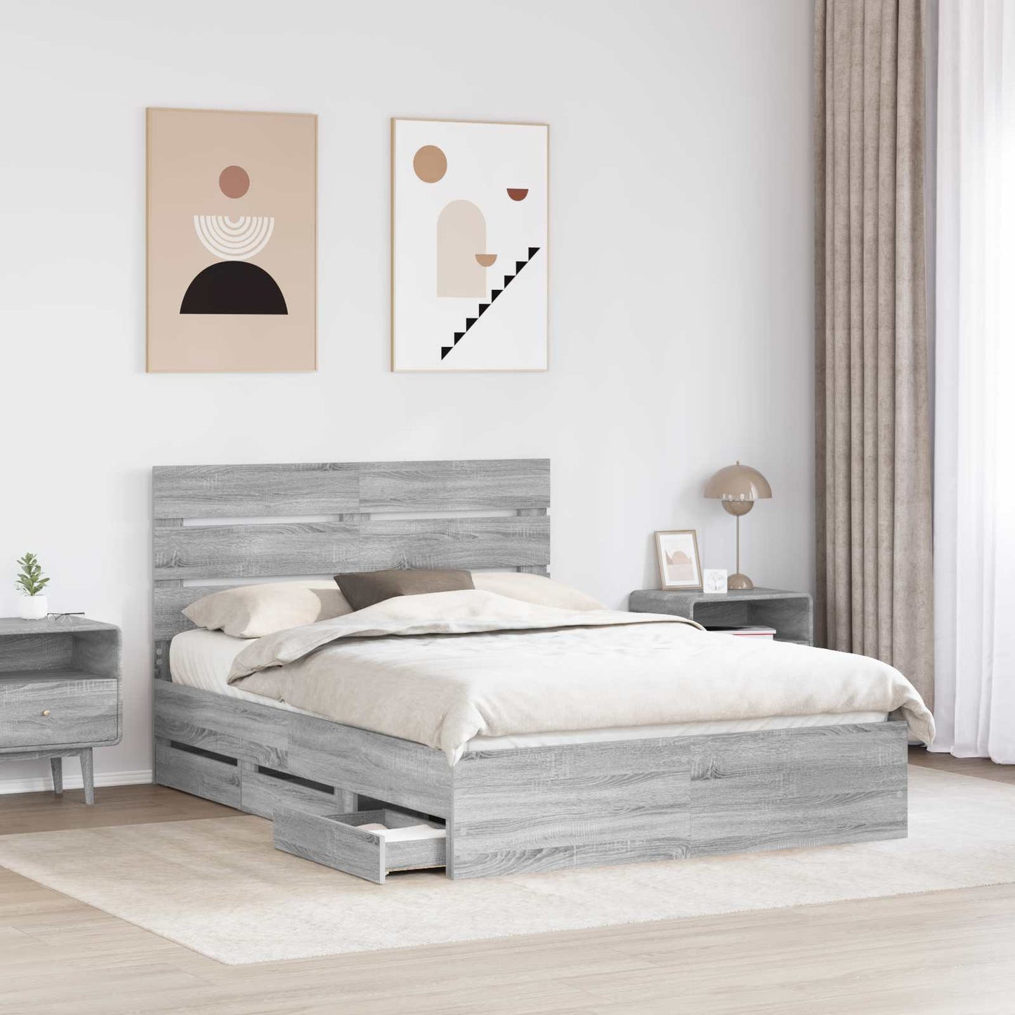Bettrahmen Graues Sonoma 140 x 200 cm Ingenieurs Holz