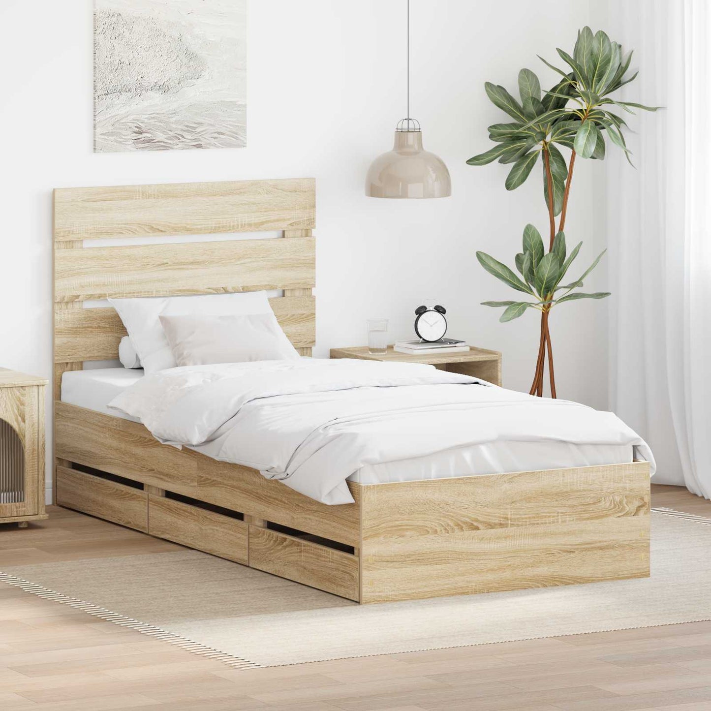 Bettrahmen Sonoma-Eiche 100 x 200 cm Ingenieurs Holz