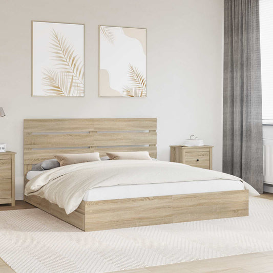 Aufbewahrungsbett Sonoma-Eiche 180 x 200 cm Holzwerkstoff