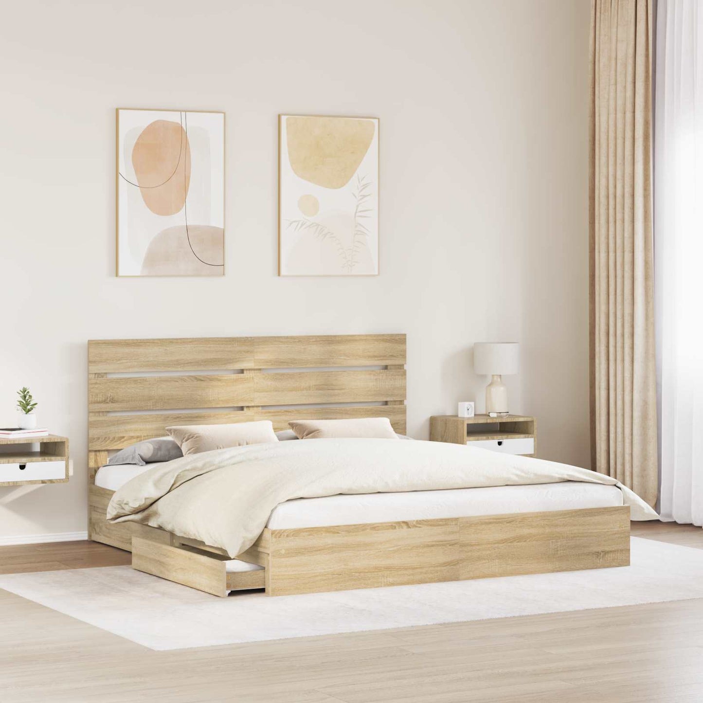 Aufbewahrungsbett Sonoma-Eiche 180 x 200 cm Holzwerkstoff