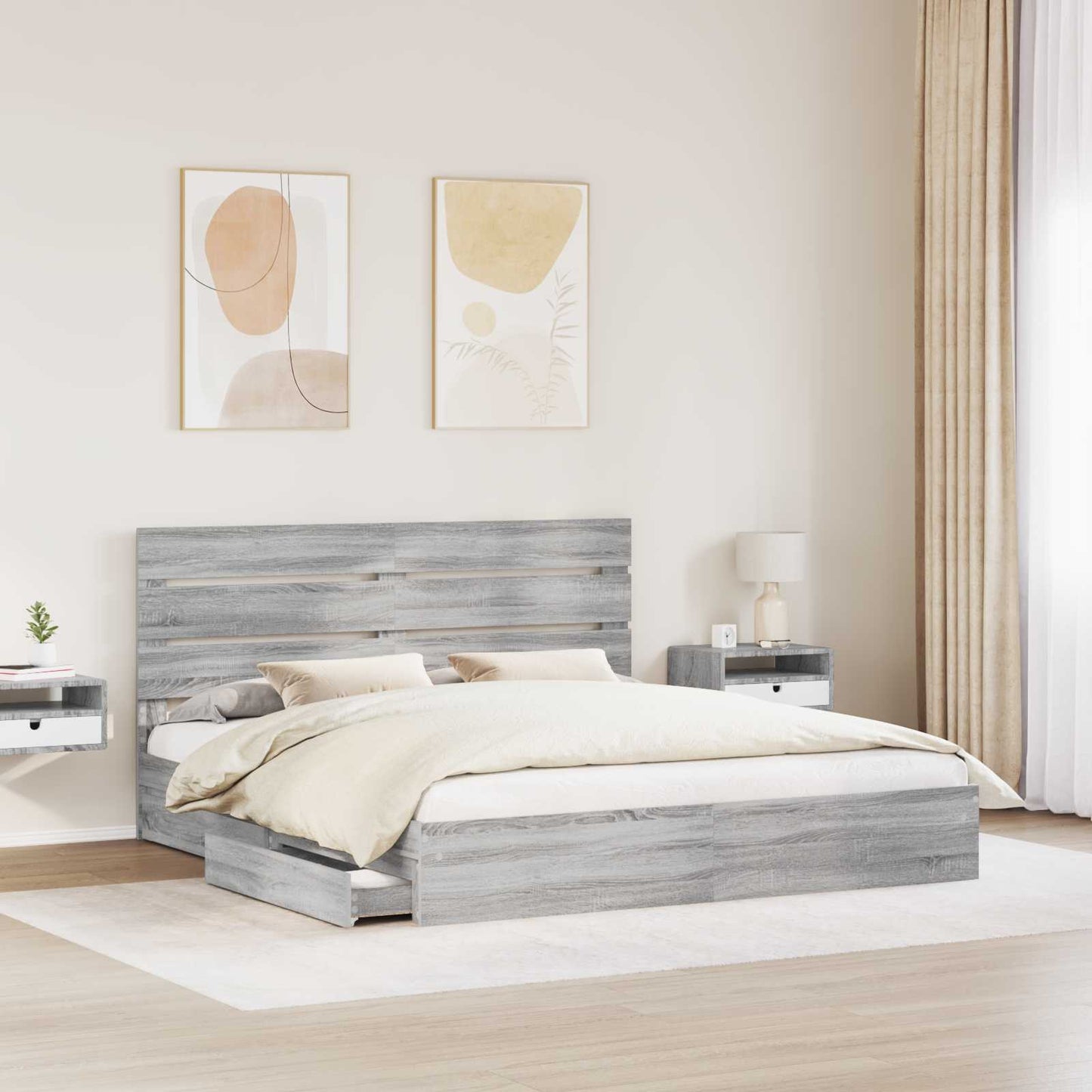 Aufbewahrungsbett Graues Sonoma 180 x 200 cm Holzwerkstoff