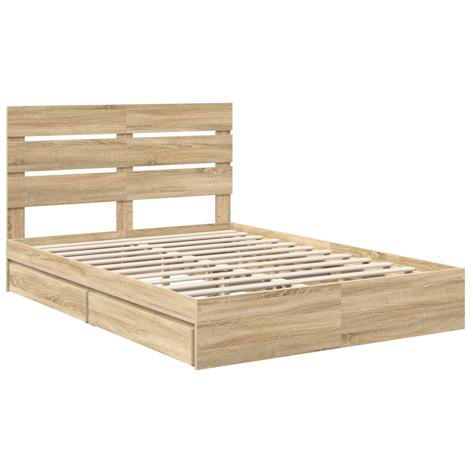 Aufbewahrungsbett Sonoma-Eiche 140 x 190 cm Holzwerkstoff
