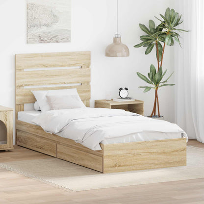 Aufbewahrungsbett Sonoma-Eiche 100 x 200 cm Holzwerkstoff