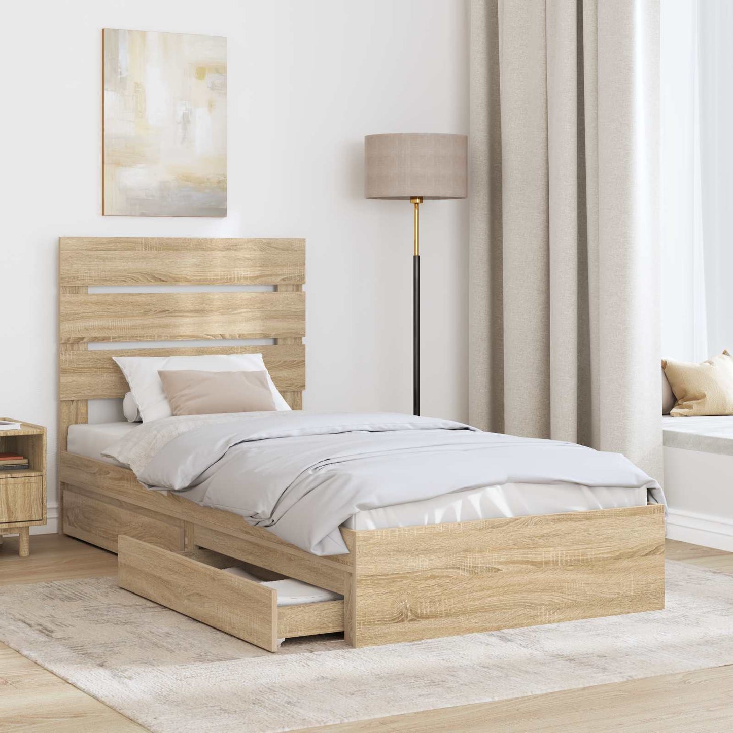 Aufbewahrungsbett Sonoma-Eiche 100 x 200 cm Holzwerkstoff