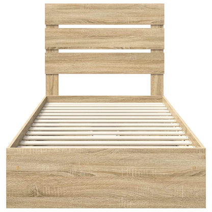 Aufbewahrungsbett Sonoma-Eiche 100 x 200 cm Holzwerkstoff