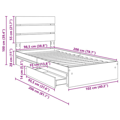 Aufbewahrungsbett Sonoma-Eiche 100 x 200 cm Holzwerkstoff