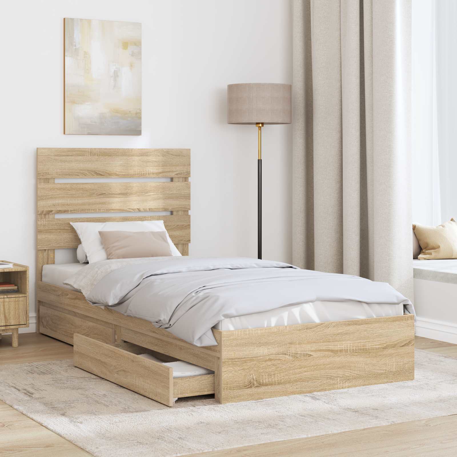 Aufbewahrungsbett Sonoma-Eiche 70 x 190 cm Holzwerkstoff