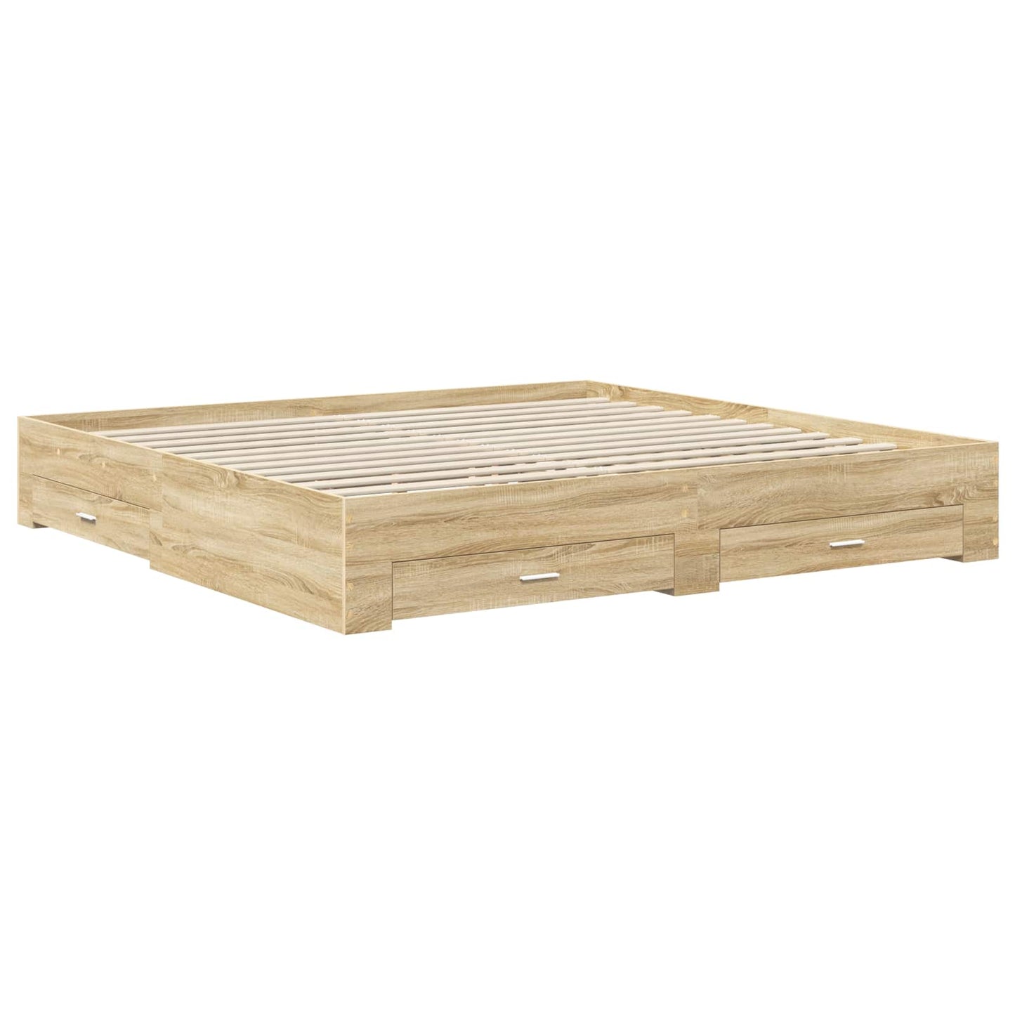Bettrahmen mit Schubladen Beton Grau 200 x 200 cm Holzwerkstoff