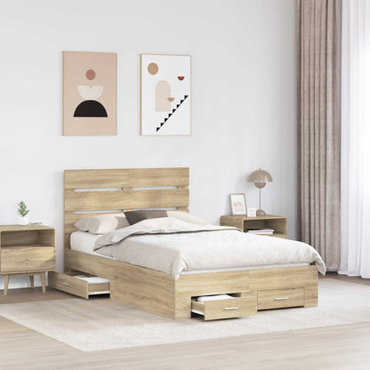 Bettrahmen mit Kopfteil Sonoma-Eiche 135 x 190 cm Holzwerkstoff