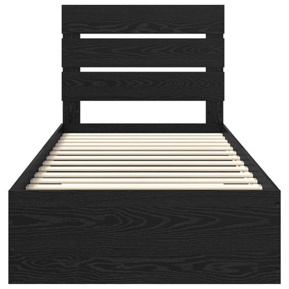 Bettrahmen Schwarz Eichen-Optik 90 x 200 cm Holzwerkstoff