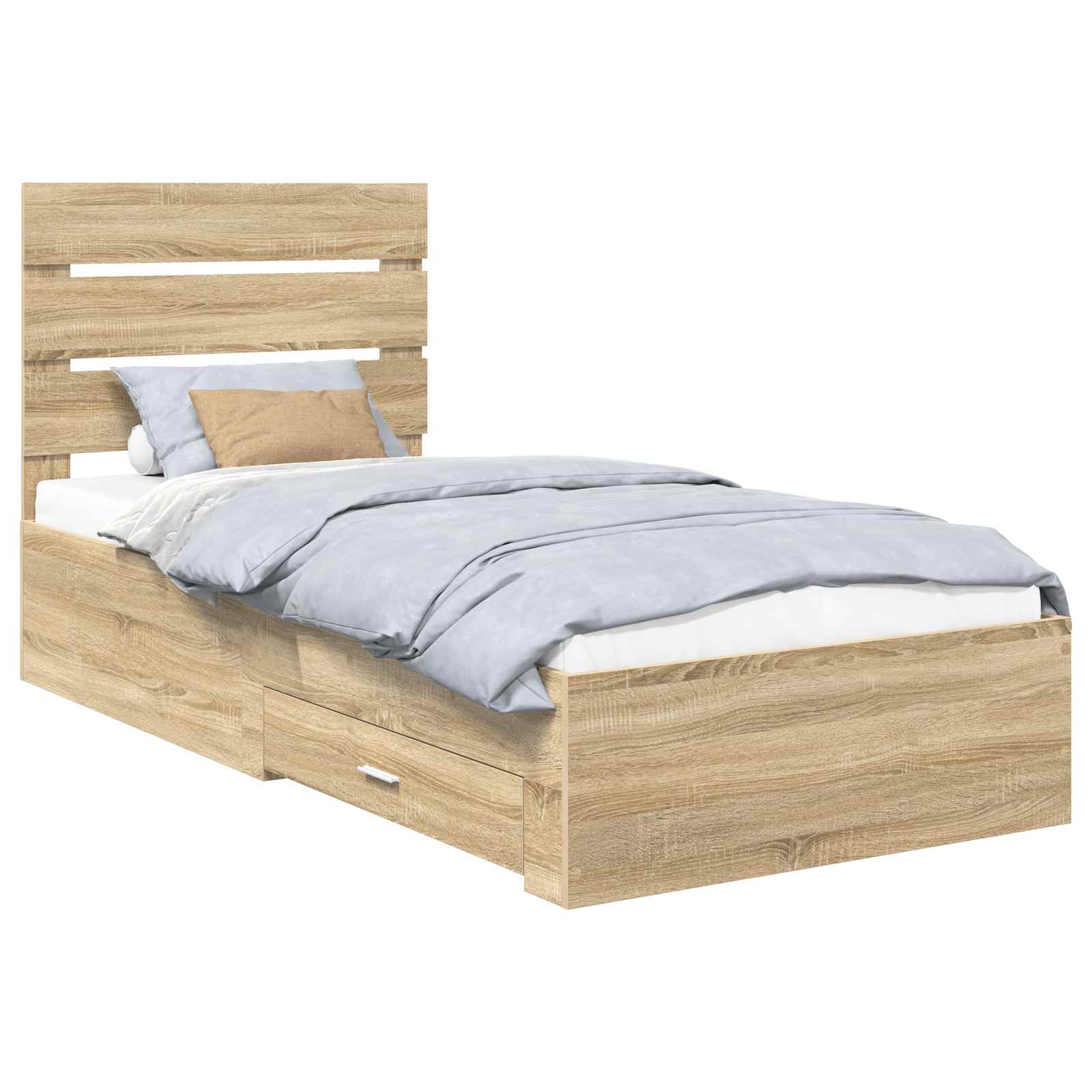 Bettrahmen Sonoma Eiche und Silber 75 x 190 cm Holzwerkstoff