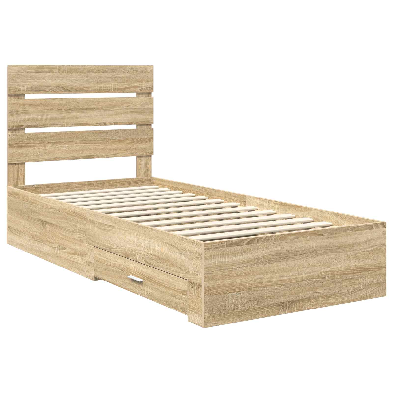 Bettrahmen Sonoma Eiche und Silber 75 x 190 cm Holzwerkstoff
