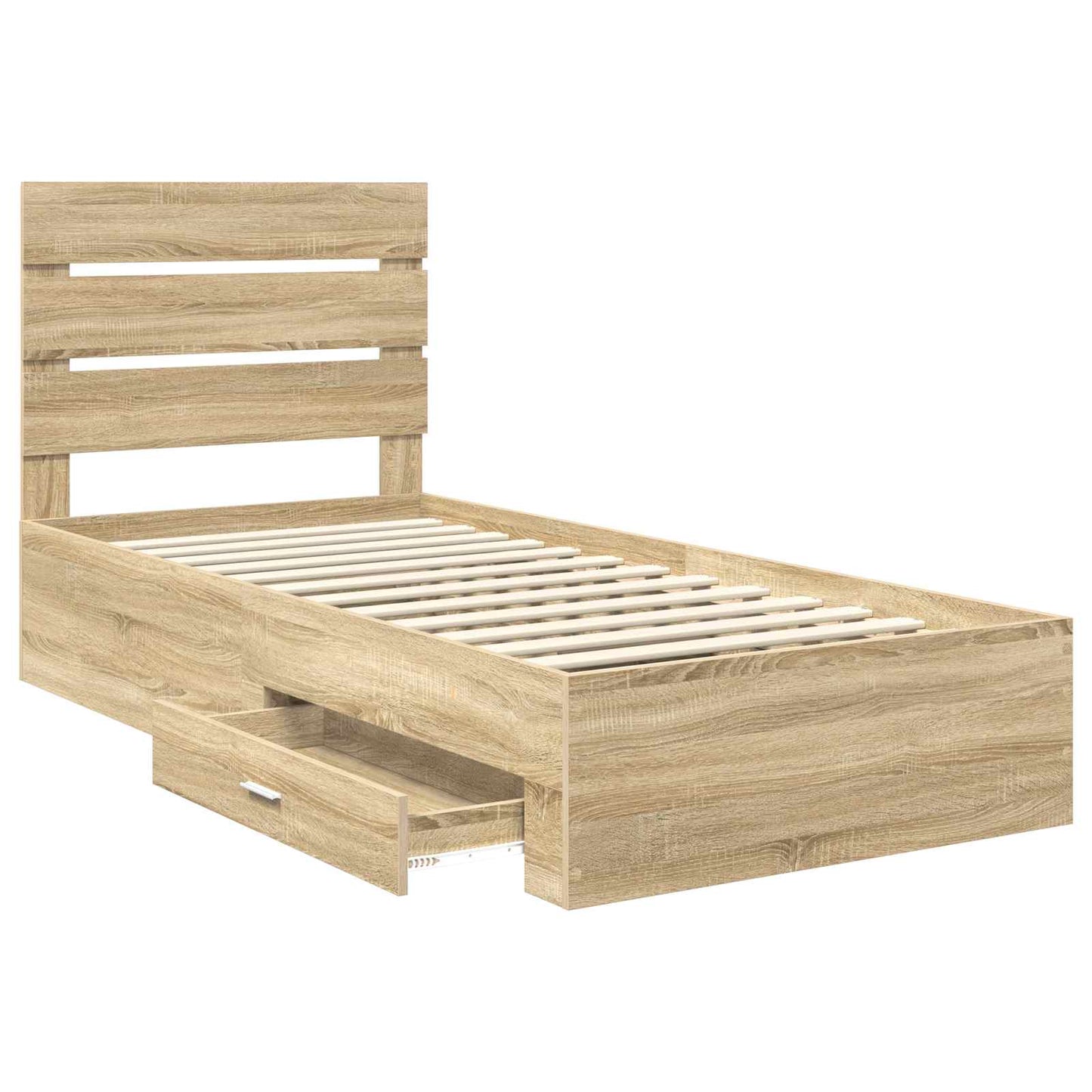 Bettrahmen Sonoma Eiche und Silber 75 x 190 cm Holzwerkstoff