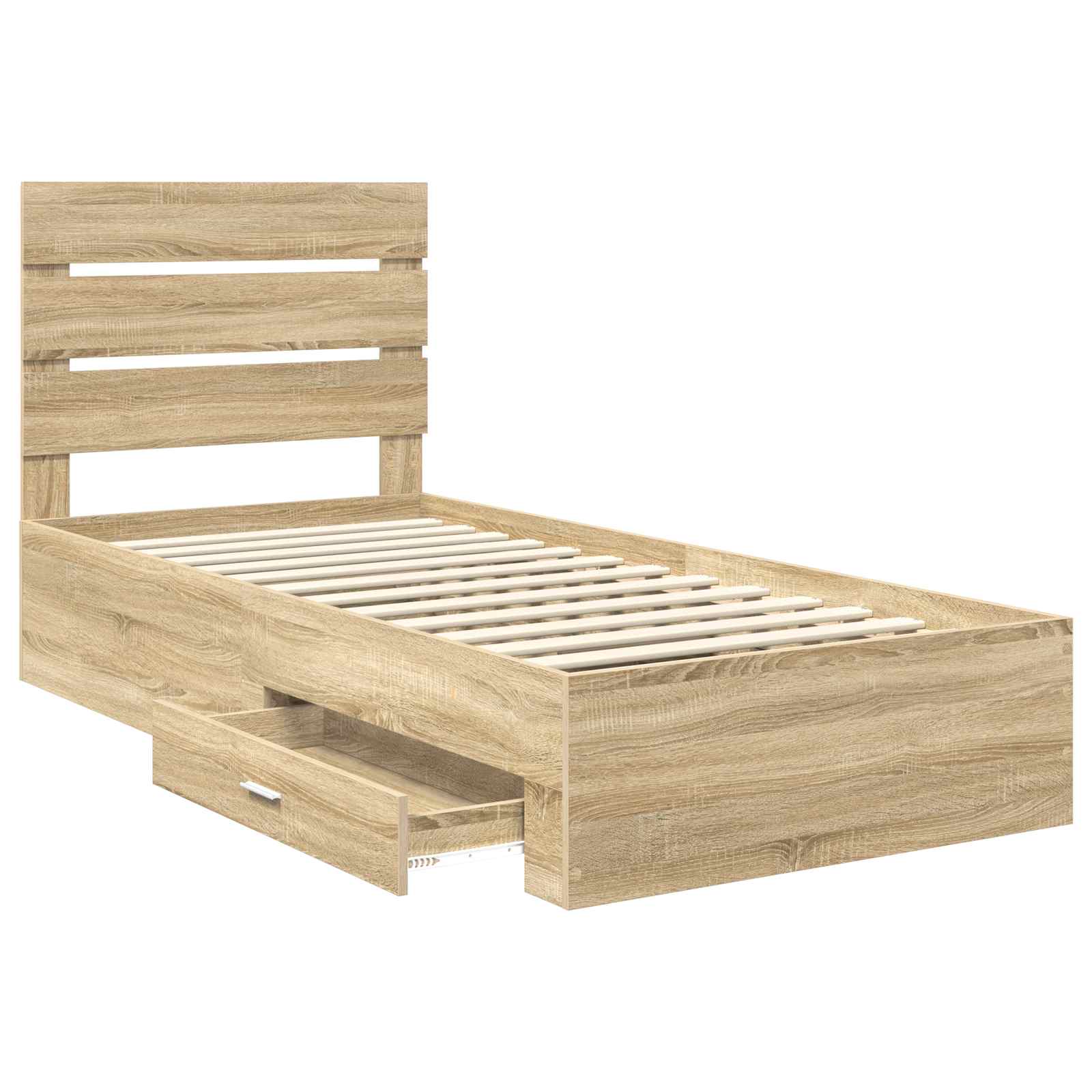 Bettrahmen Sonoma Eiche und Silber 75 x 190 cm Holzwerkstoff
