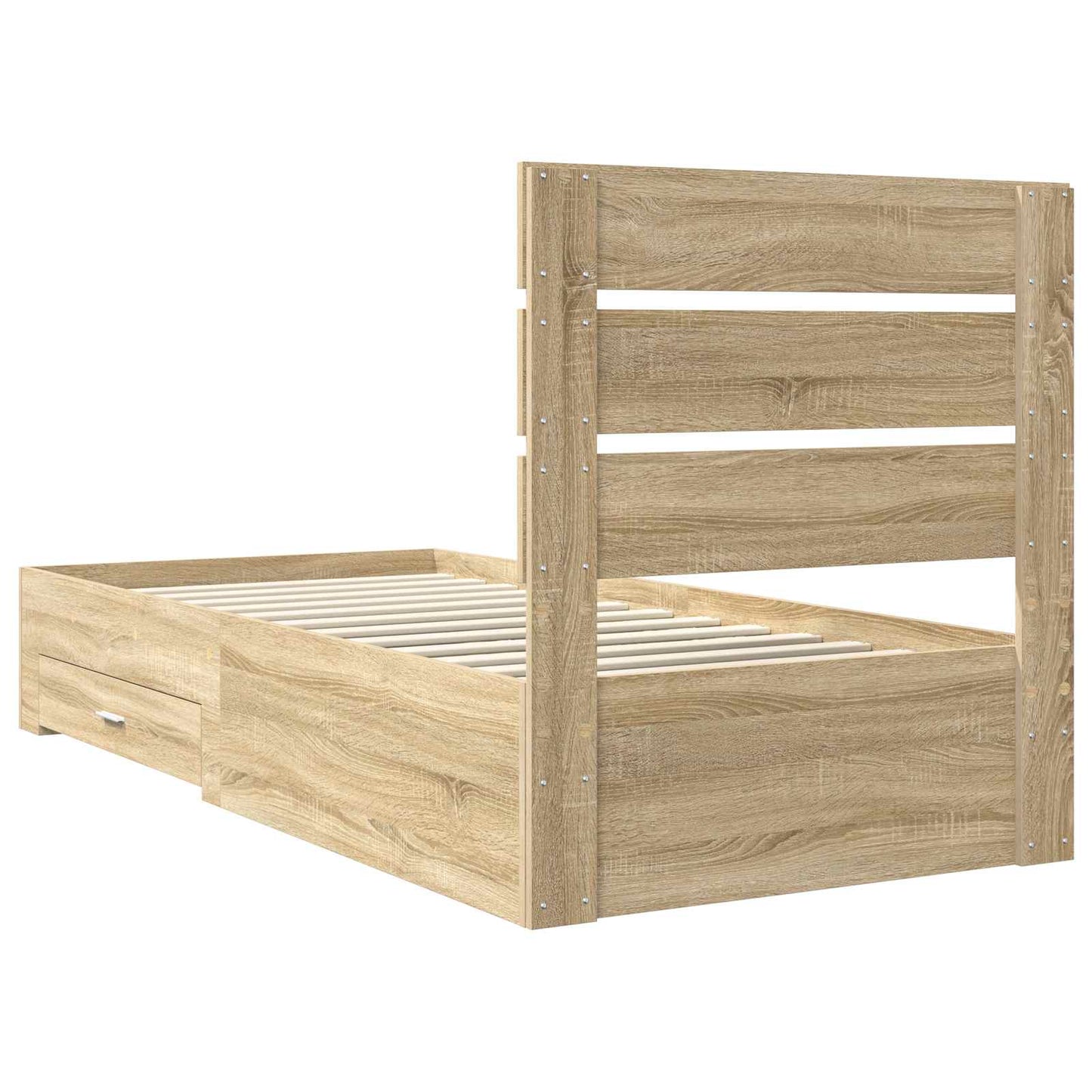 Bettrahmen Sonoma Eiche und Silber 75 x 190 cm Holzwerkstoff