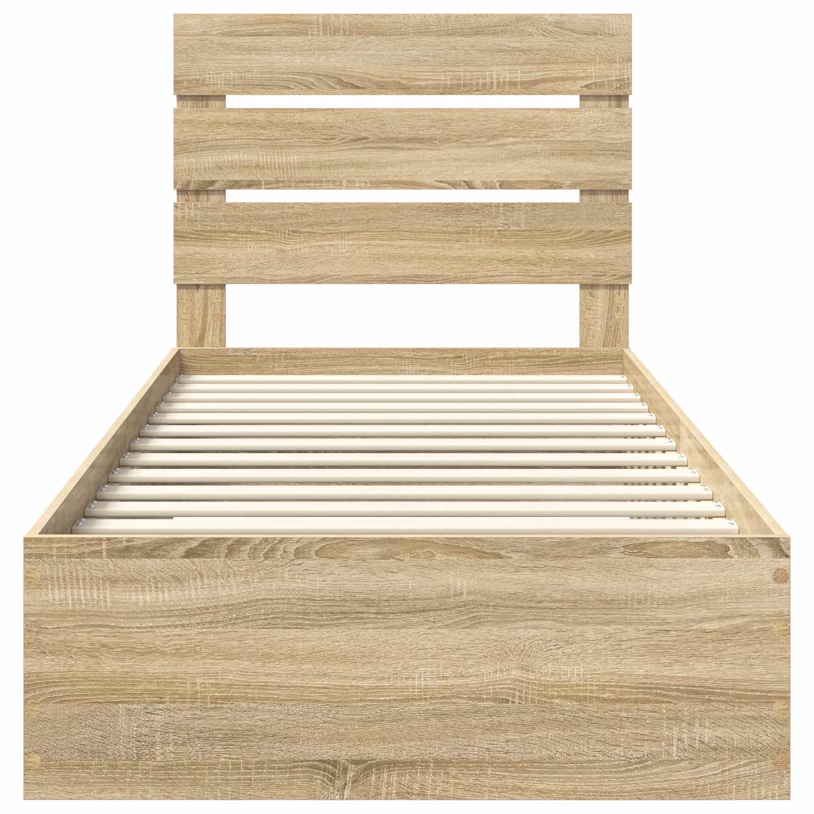 Bettrahmen Sonoma Eiche und Silber 75 x 190 cm Holzwerkstoff