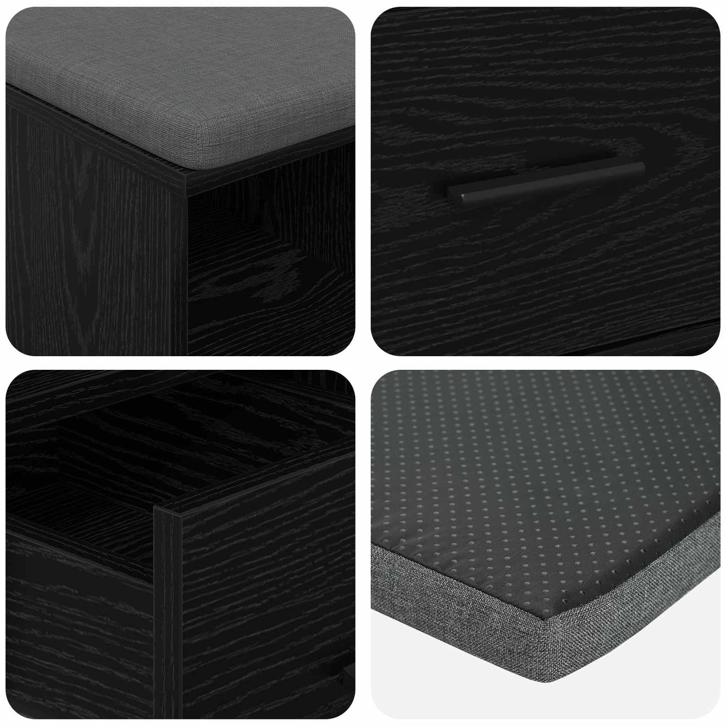 Flurbank Schwarz Eichen-Optik 60 x 38 x 46 cm