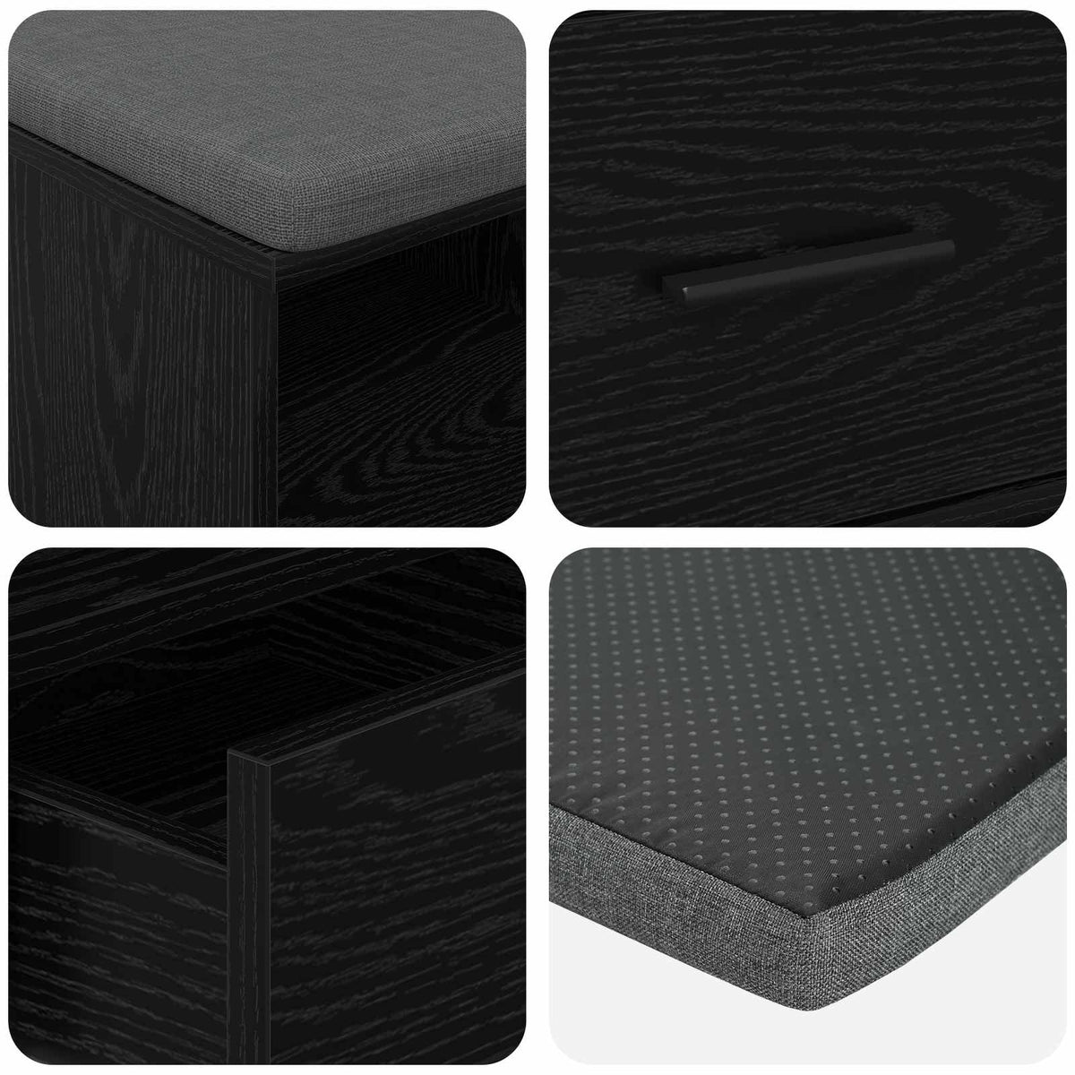 Flurbank Schwarz Eichen-Optik 80 x 38 x 46 cm