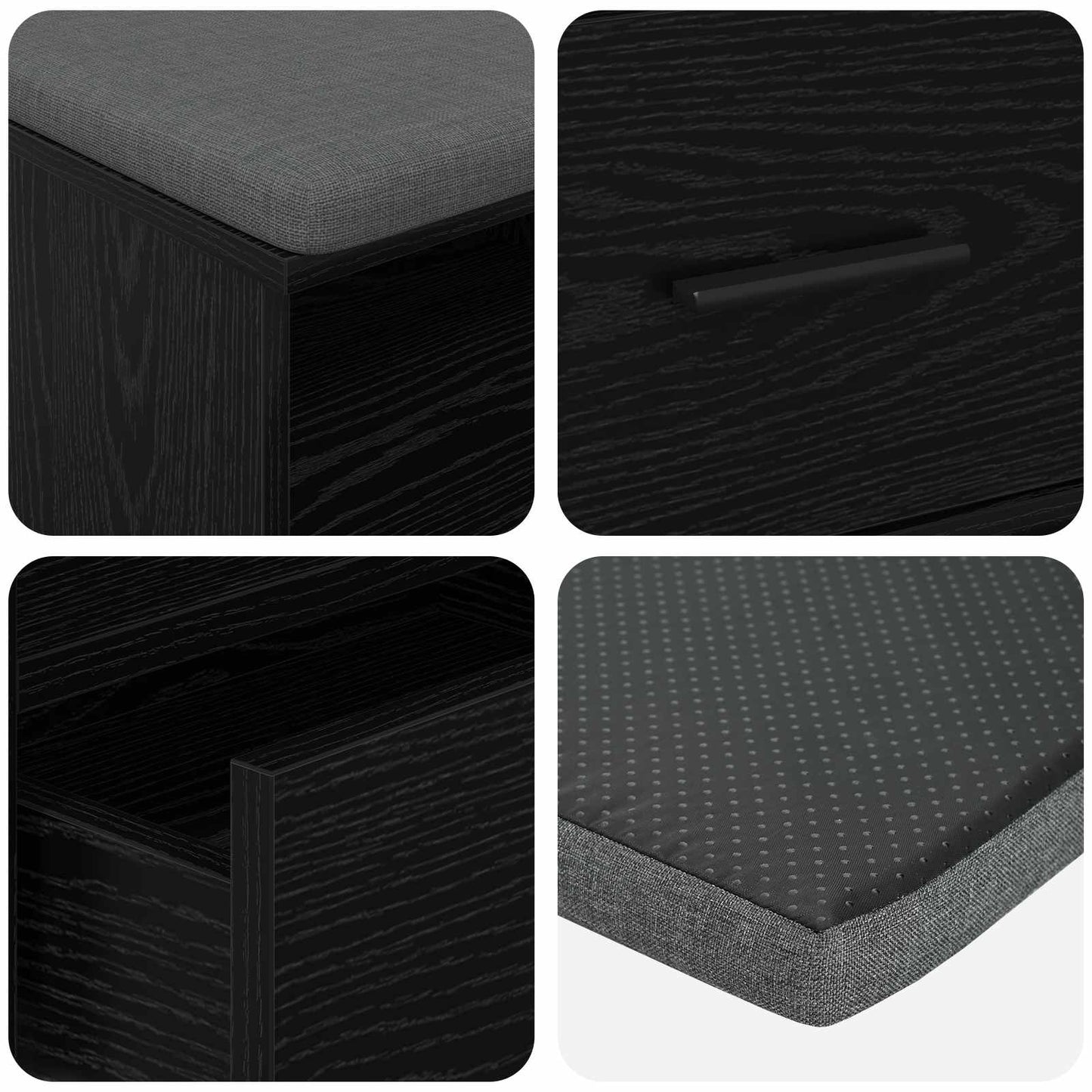 Flurbank Schwarz Eichen-Optik 100 x 38 x 46 cm