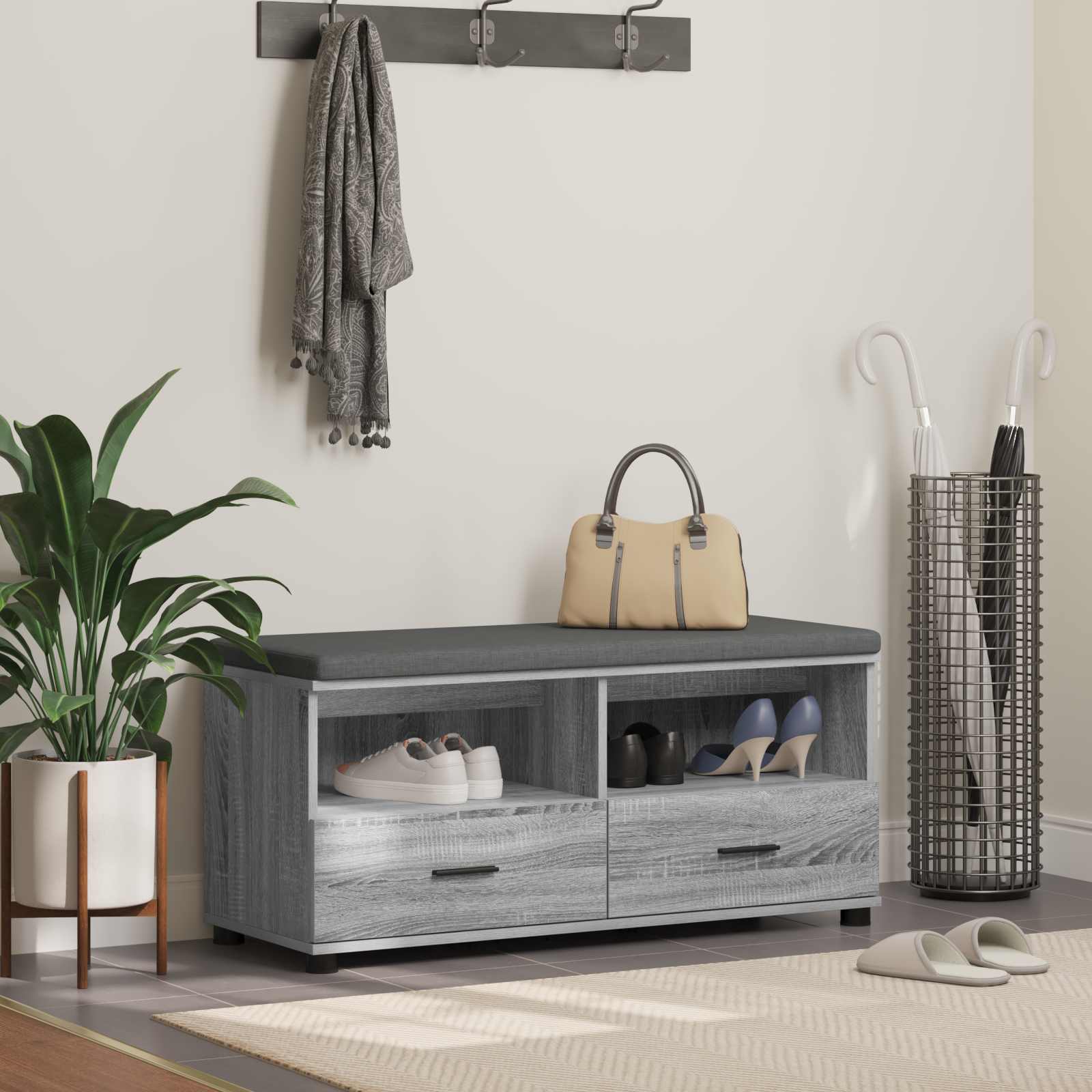Flurbank Sonoma-Grau 100 x 38 x 46 cm