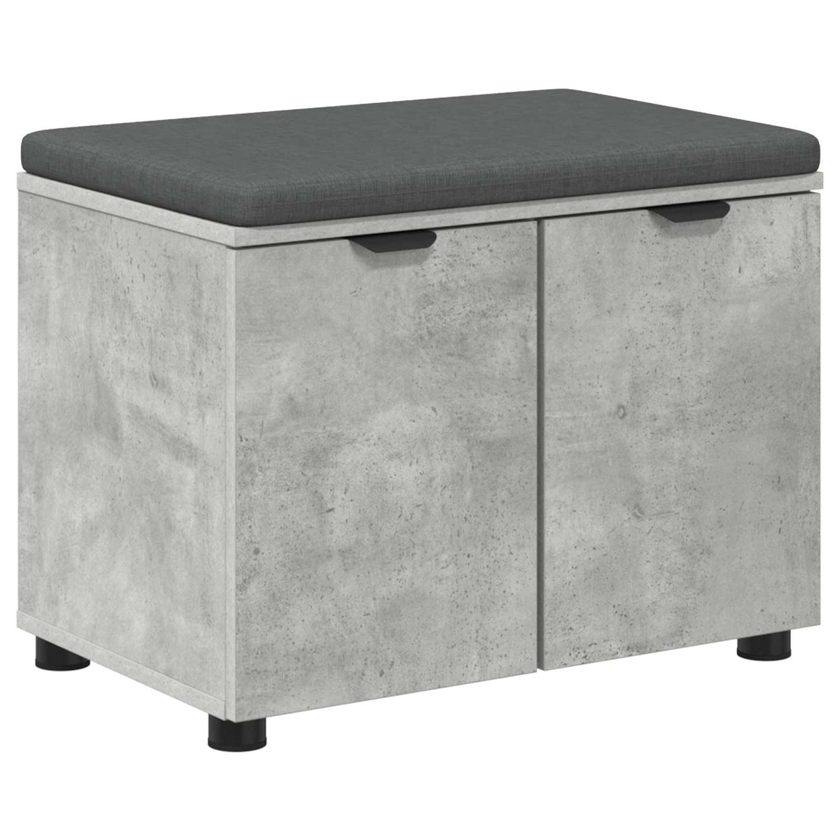 Flurbank mit Kissen mit Regal mit Tür Betongrau 60 x 38 x 46 cm