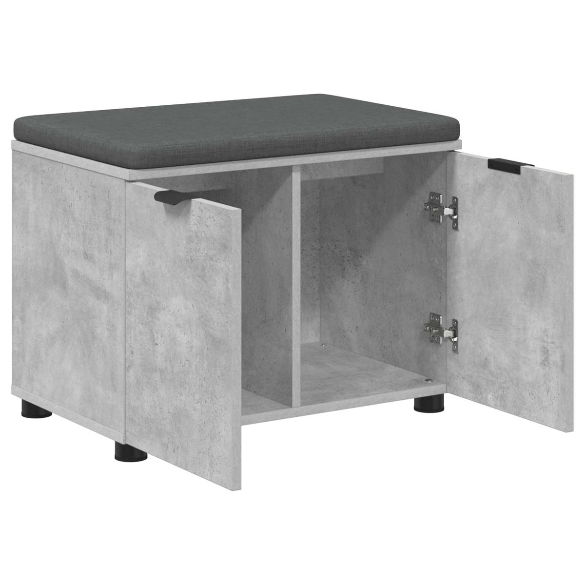 Flurbank mit Kissen mit Regal mit Tür Betongrau 60 x 38 x 46 cm