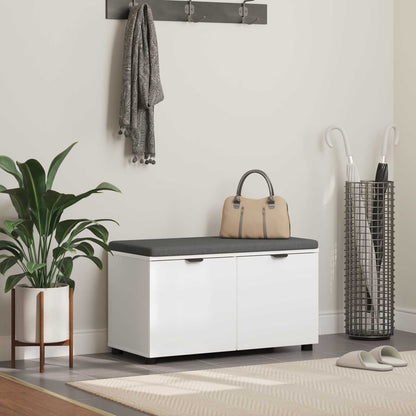 Flurbank mit Kissen mit Regal mit Speicher Weiß 80 x 38 x 46 cm