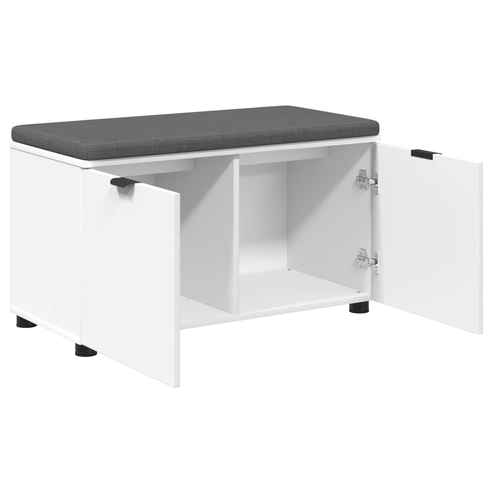 Flurbank mit Kissen mit Regal mit Speicher Weiß 80 x 38 x 46 cm