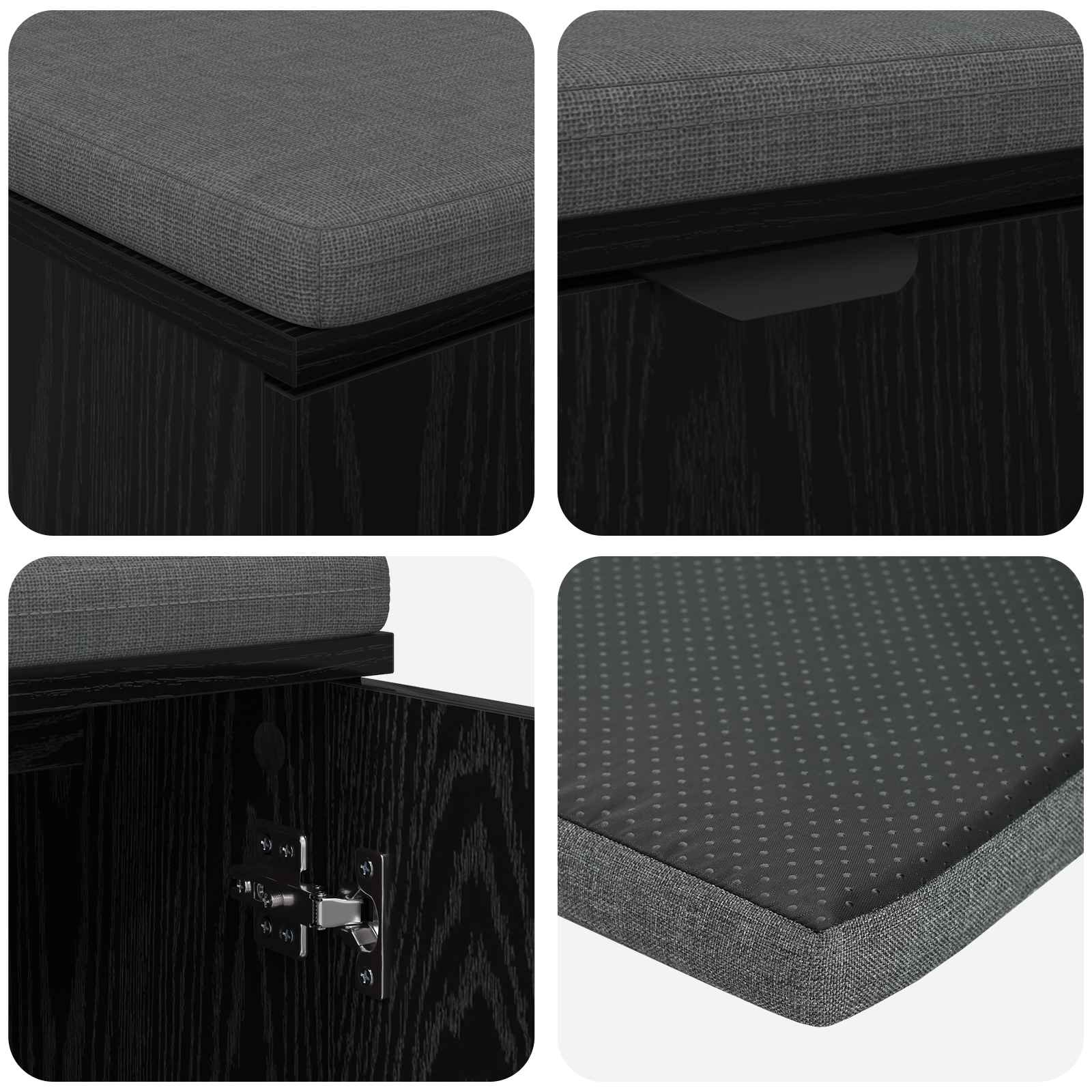 Flurbank mit Kissen mit Regal Schwarze Eiche 80 x 38 x 46 cm
