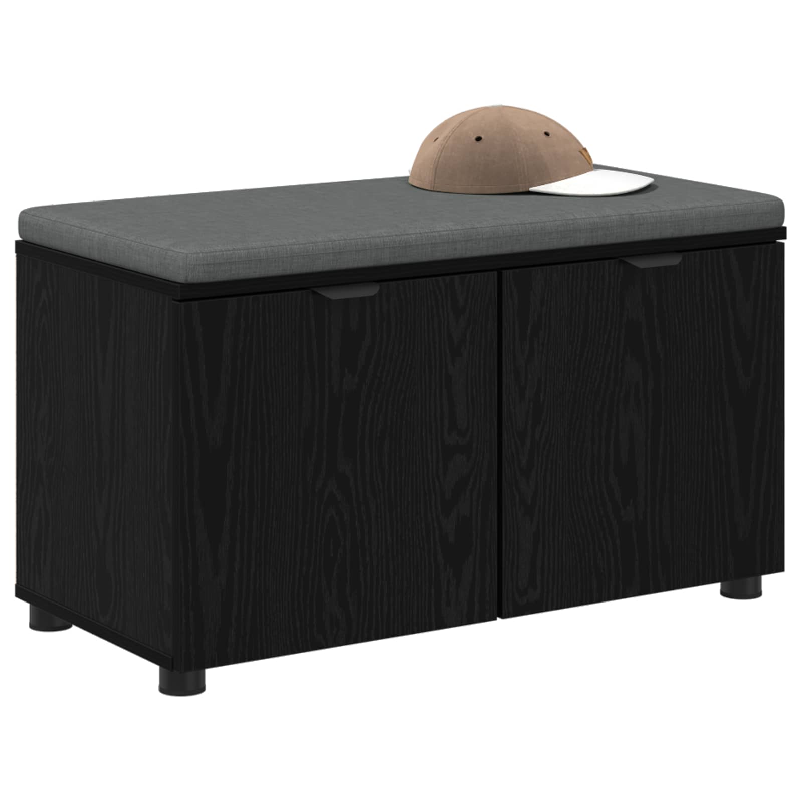 Flurbank mit Kissen mit Regal Schwarze Eiche 80 x 38 x 46 cm