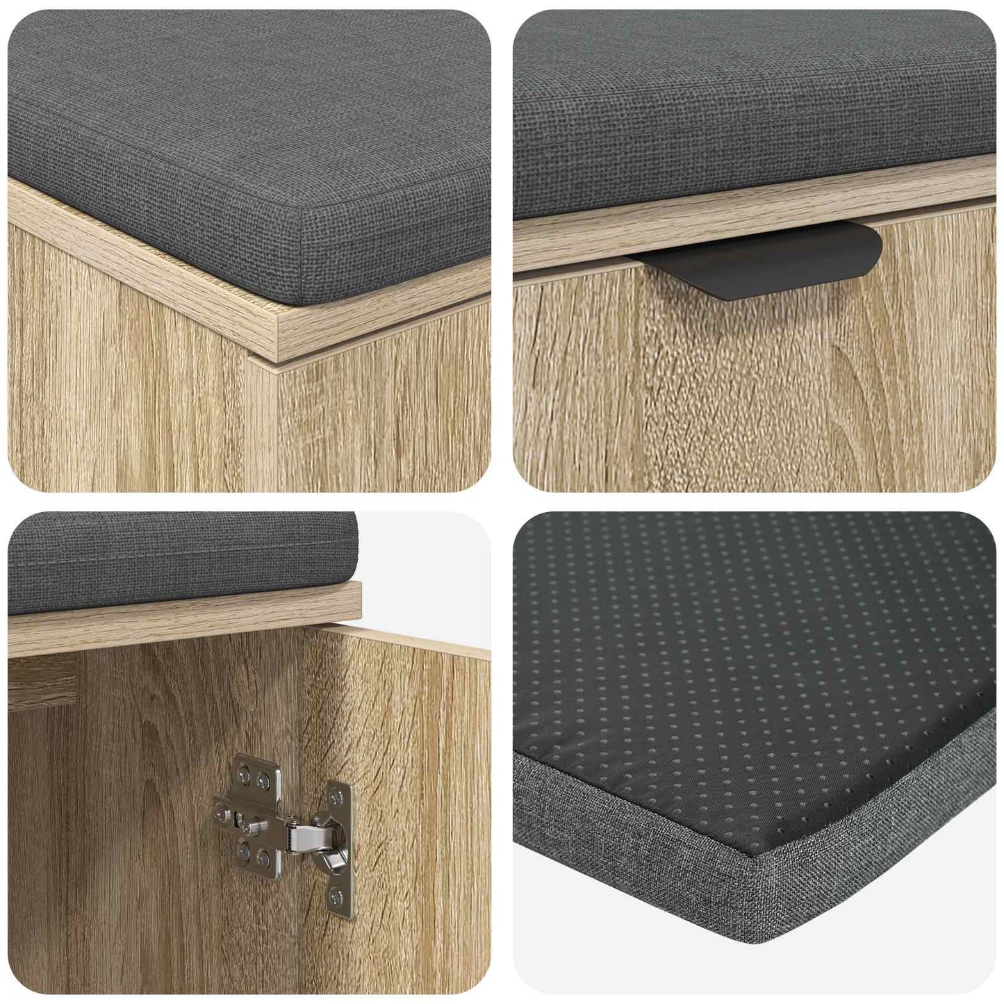 Flurbank mit Kissen mit Regal Sonoma-Eiche 80 x 38 x 46 cm