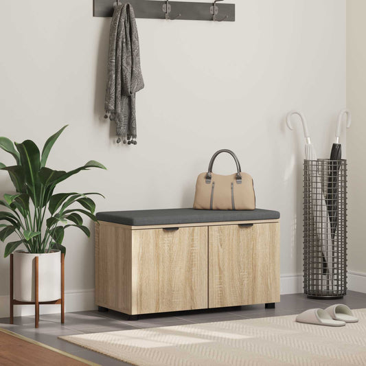 Flurbank mit Kissen mit Regal Sonoma-Eiche 80 x 38 x 46 cm