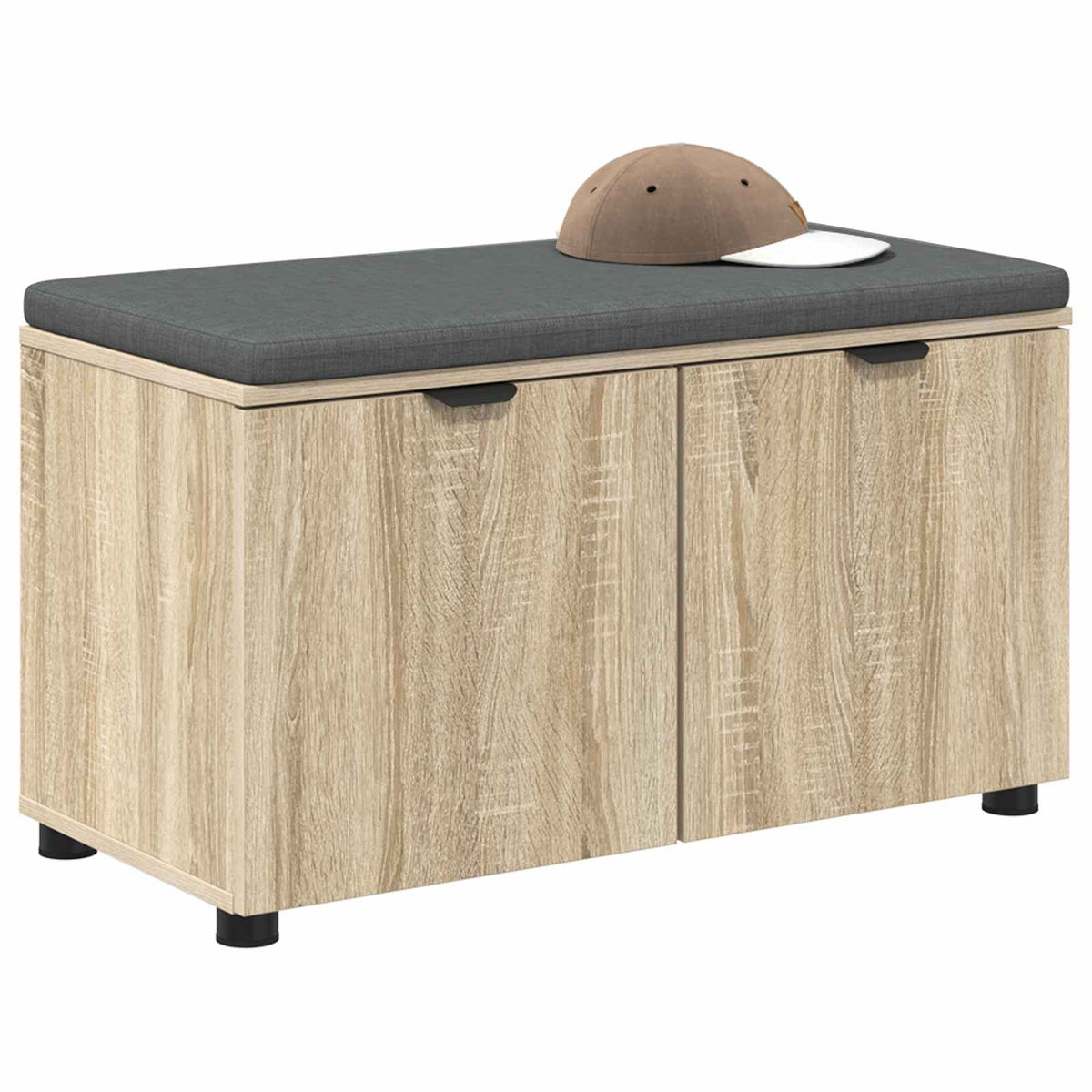 Flurbank mit Kissen mit Regal Sonoma-Eiche 80 x 38 x 46 cm