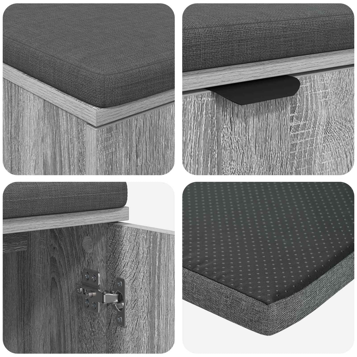 Flurbank mit Kissen mit Regal Graues Sonoma 80 x 38 x 46 cm