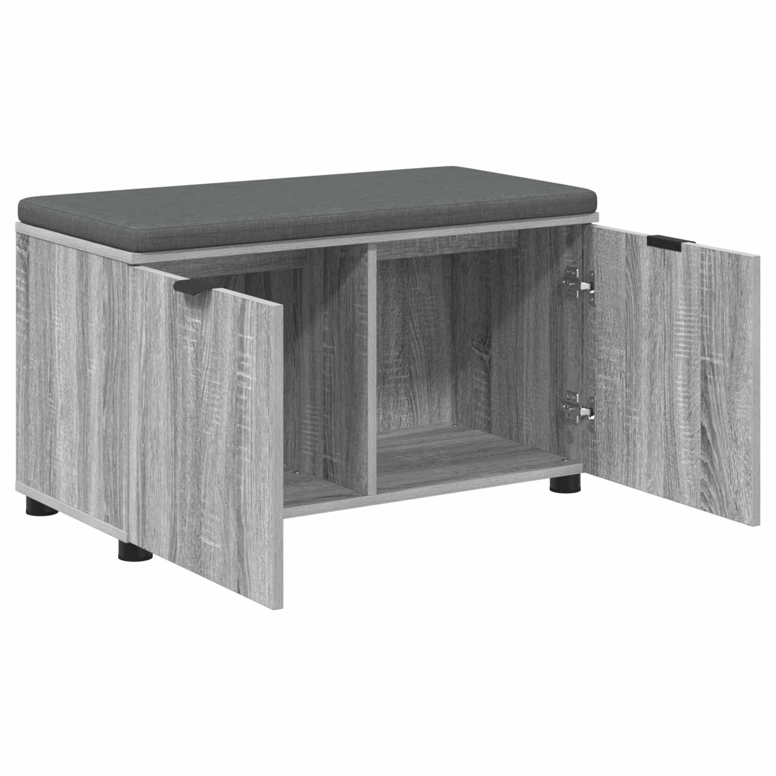 Flurbank mit Kissen mit Regal Graues Sonoma 80 x 38 x 46 cm