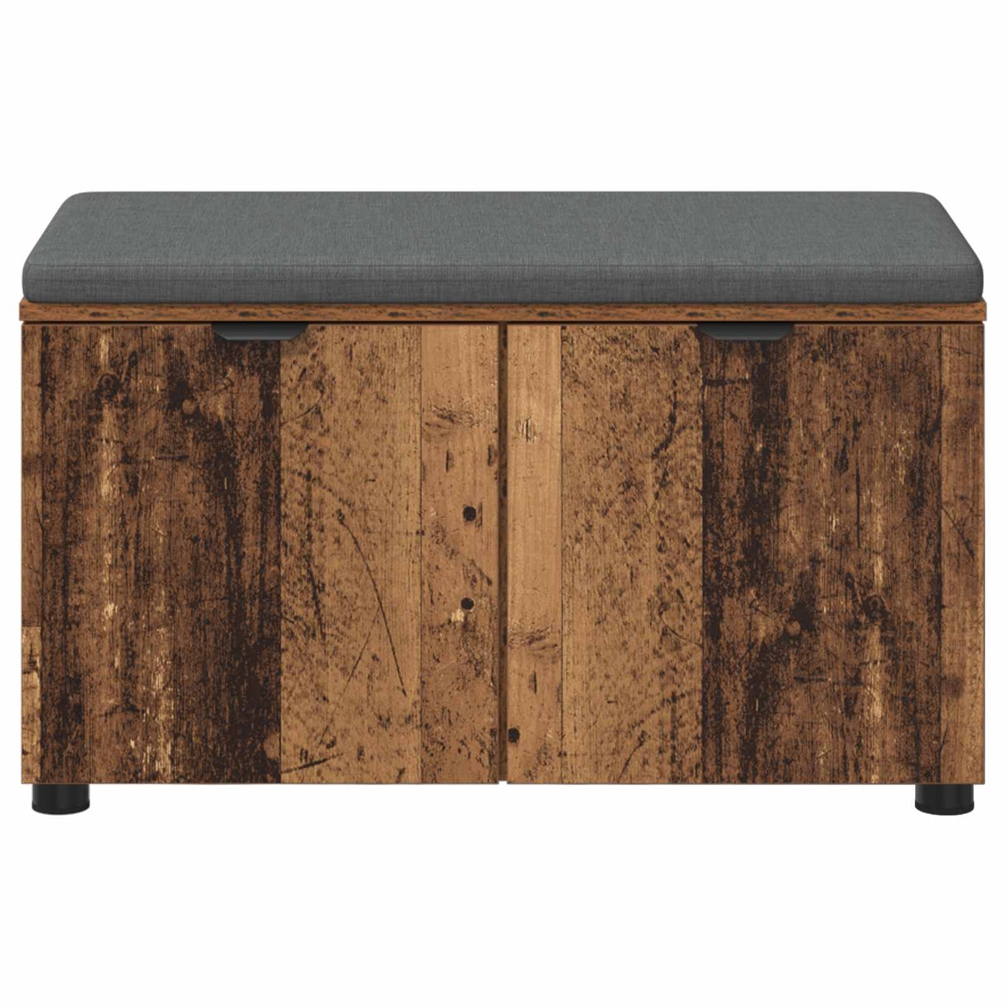 Flurbank mit Kissen mit Regal mit Tür Altholz 80 x 38 x 46 cm