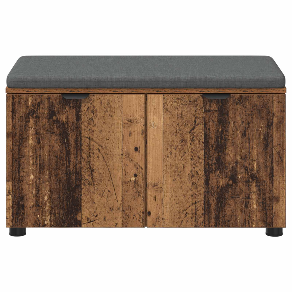 Flurbank mit Kissen mit Regal mit Tür Altholz 80 x 38 x 46 cm