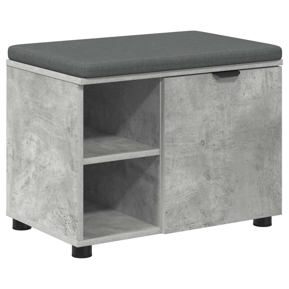 Flurbank mit Kissen mit Regal mit Tür Betongrau 60 x 38 x 46 cm