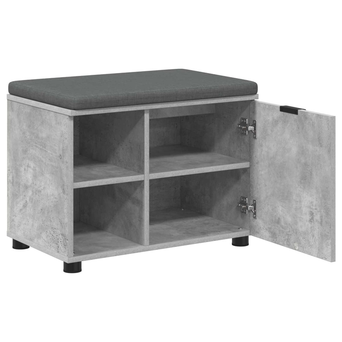 Flurbank mit Kissen mit Regal mit Tür Betongrau 60 x 38 x 46 cm