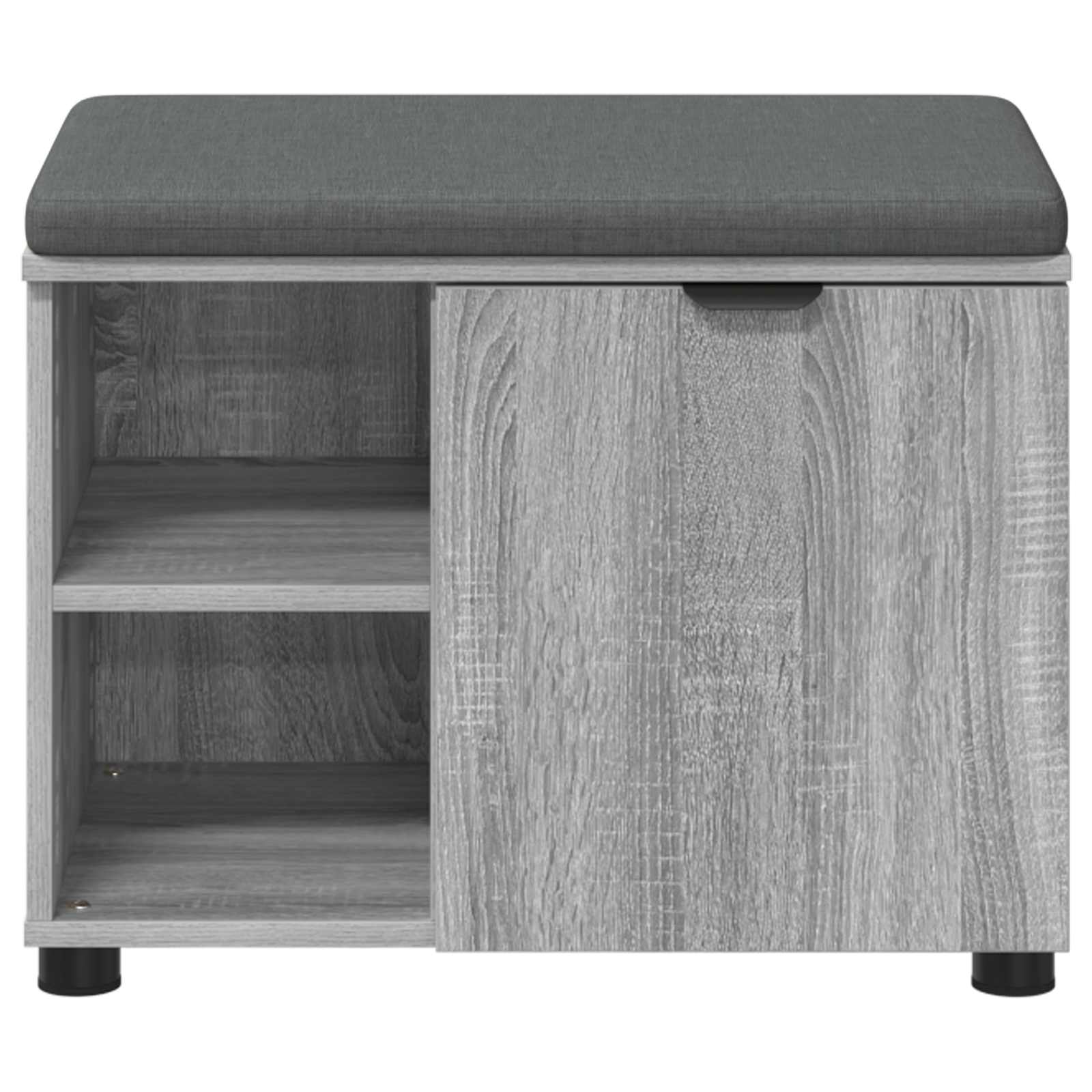 Flurbank mit Kissen mit Regal Graues Sonoma 60 x 38 x 46 cm