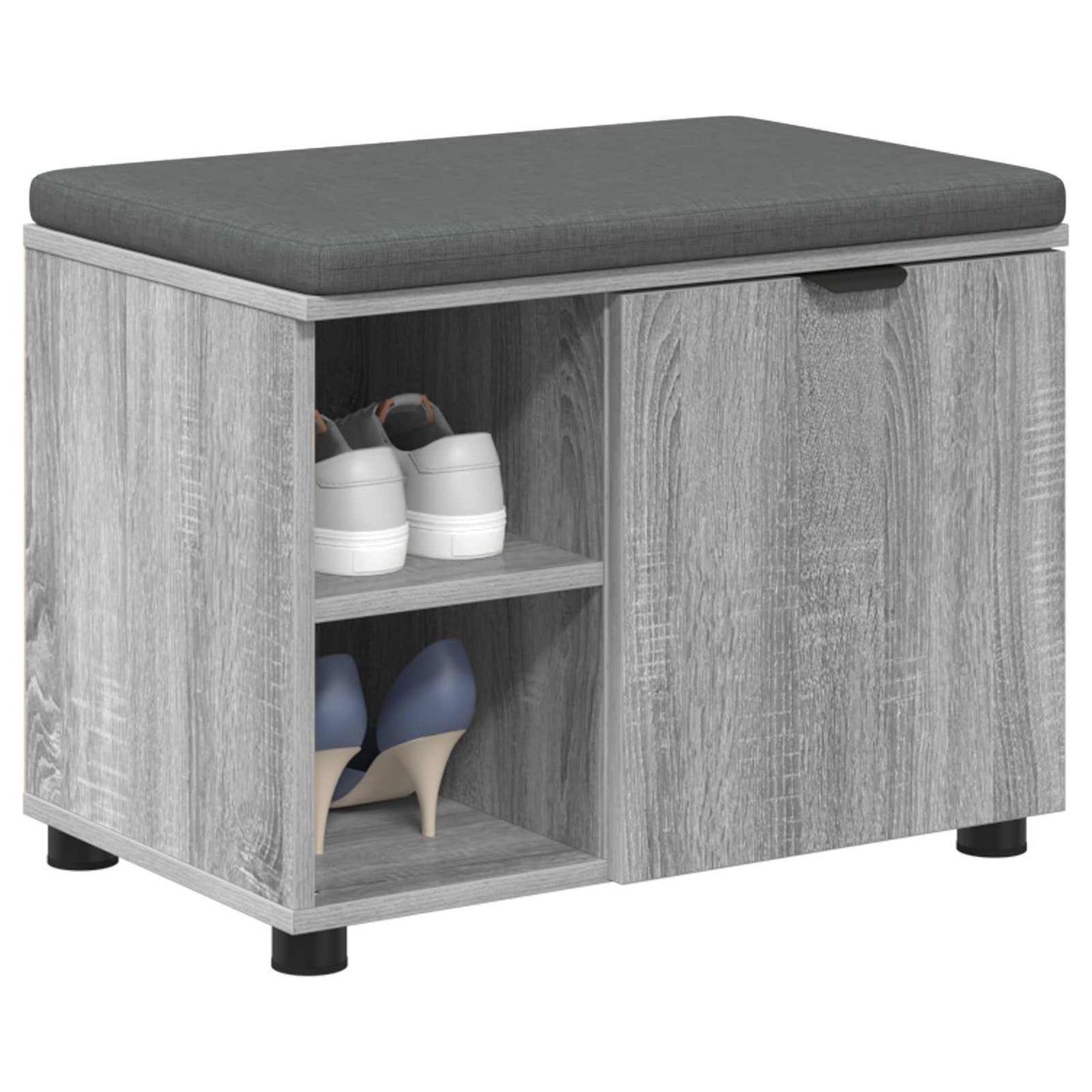 Flurbank mit Kissen mit Regal Graues Sonoma 60 x 38 x 46 cm