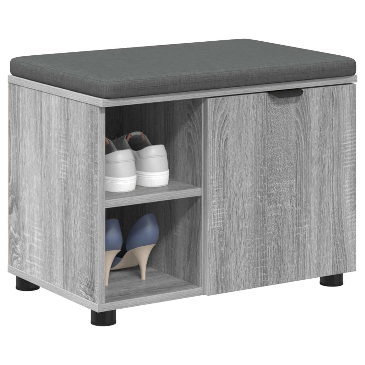 Flurbank mit Kissen mit Regal Graues Sonoma 60 x 38 x 46 cm