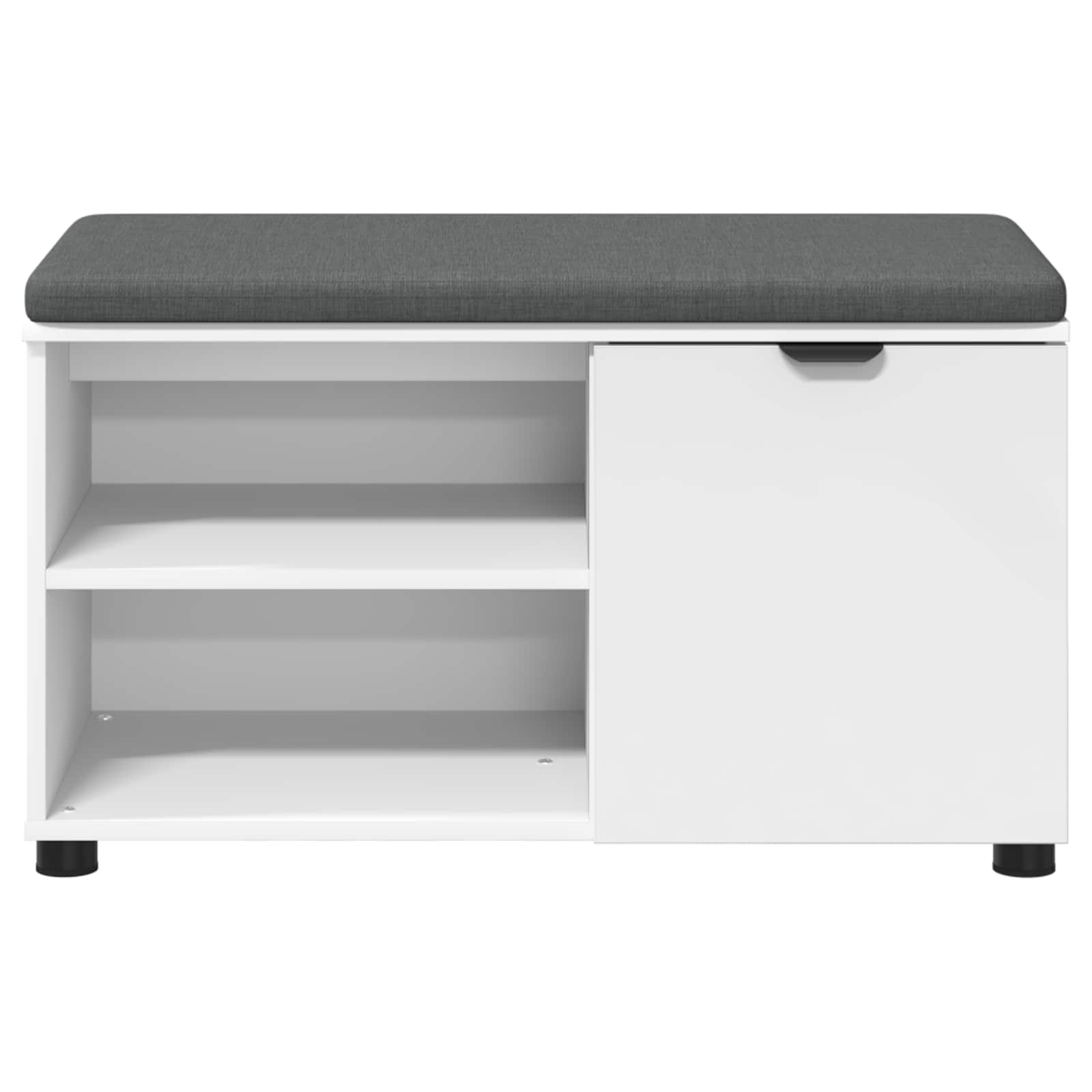 Flurbank mit Kissen mit Regal mit Speicher Weiß 80 x 38 x 46 cm