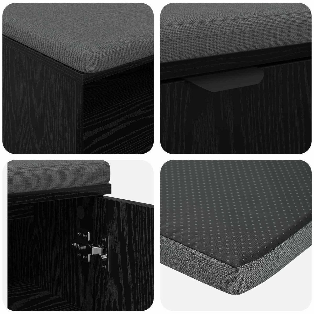Flurbank mit Kissen mit Regal Schwarze Eiche 80 x 38 x 46 cm