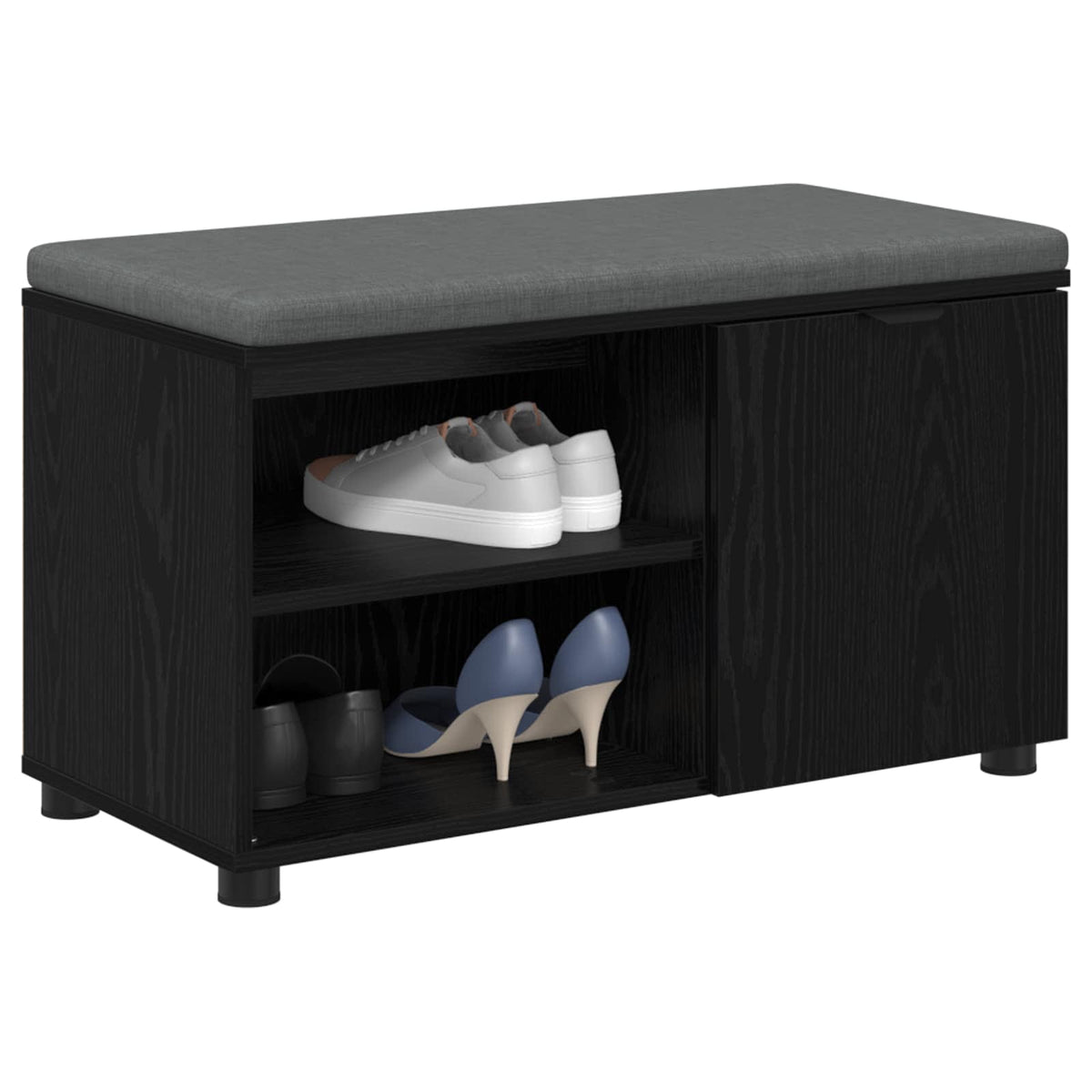 Flurbank mit Kissen mit Regal Schwarze Eiche 80 x 38 x 46 cm